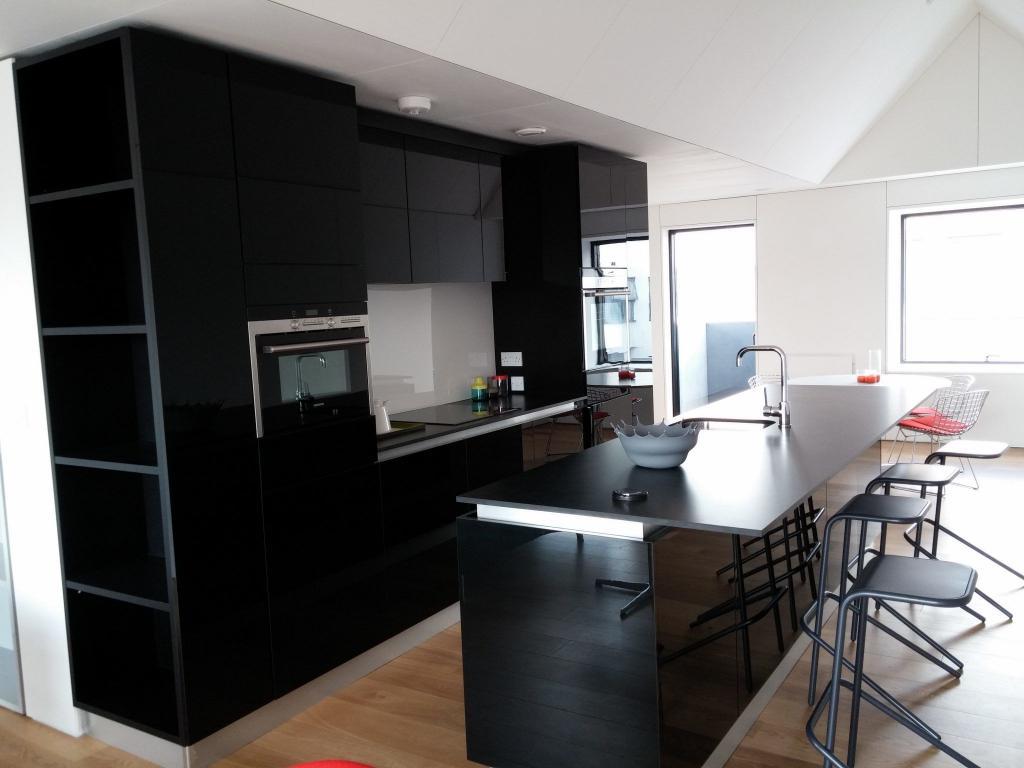 Modern kitchen High gloss black