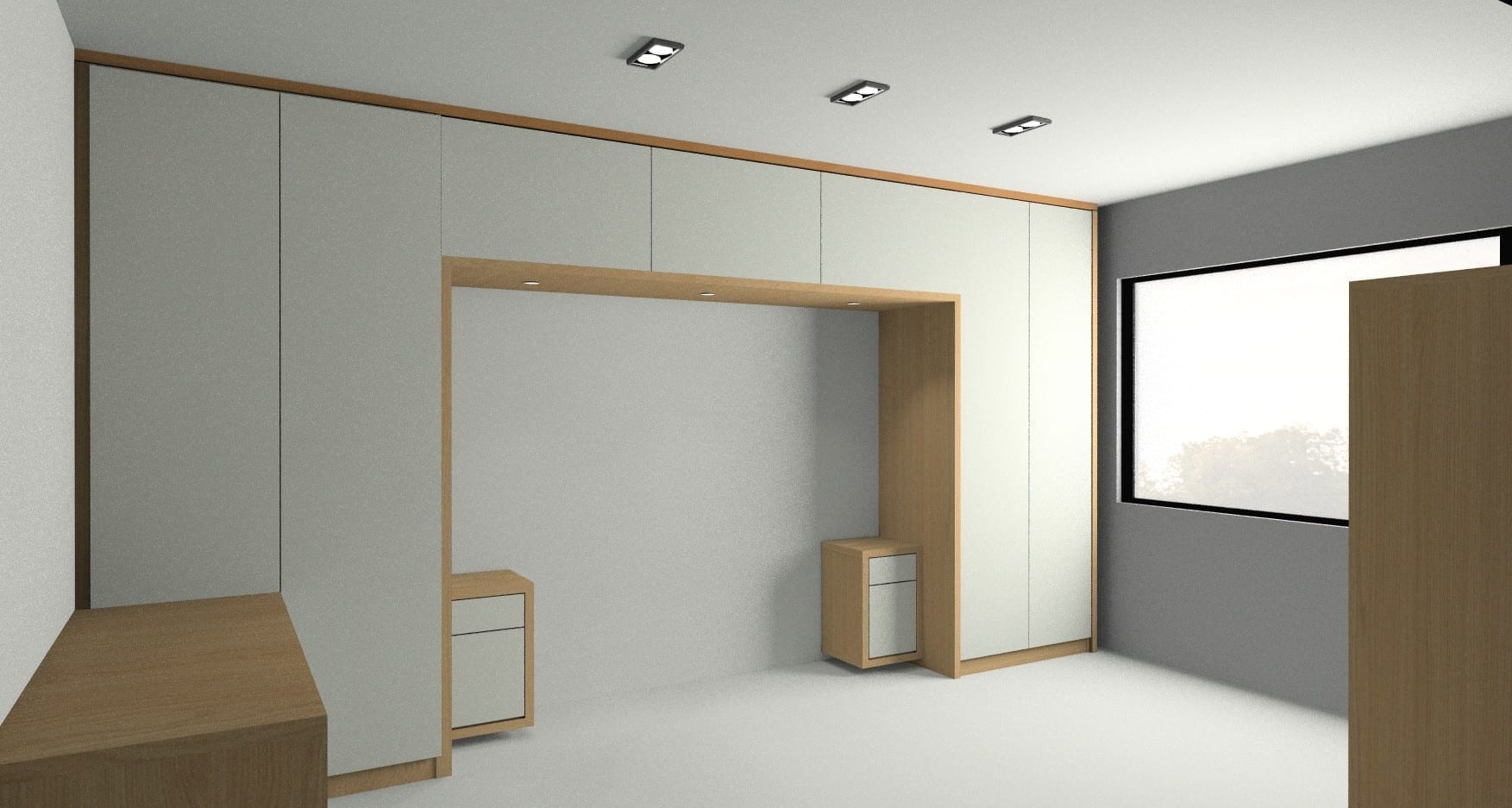 Rendered image which was part of the bespoke modern style bedroom furniture.