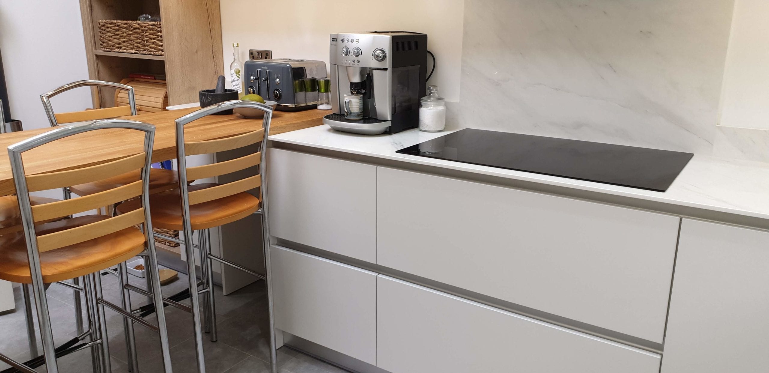 Modern style white grey kitchen